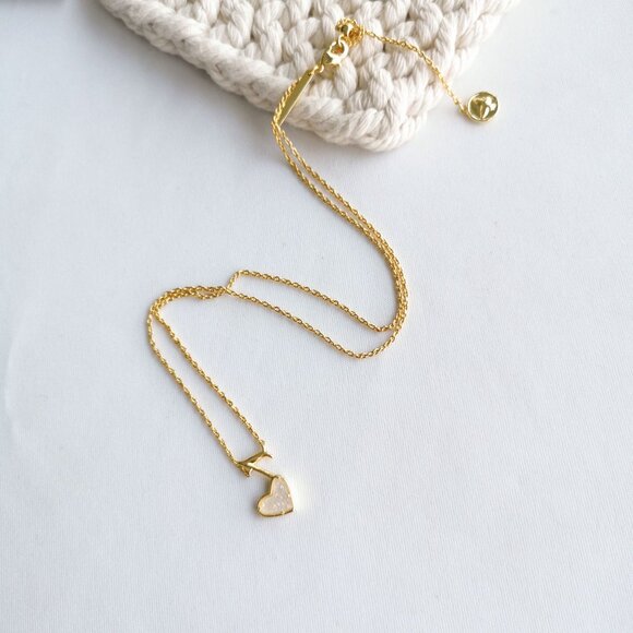 Kendra Scott Ari Heart Music Note Gold Drusy Necklace - Picture 4 of 4